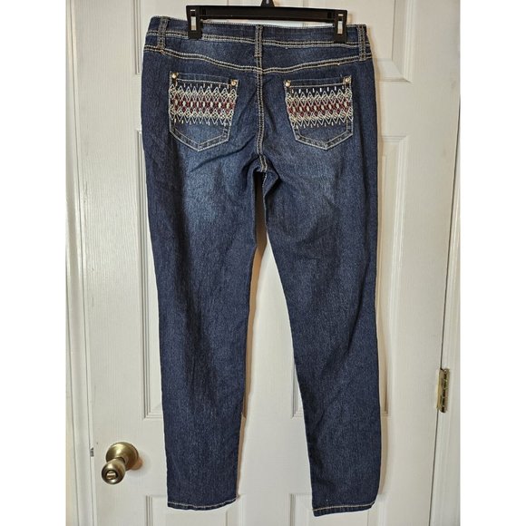 LEI Embroidered  11x30 Taylor Low Rise Skinny Denim Blue Jeans - Picture 1 of 10